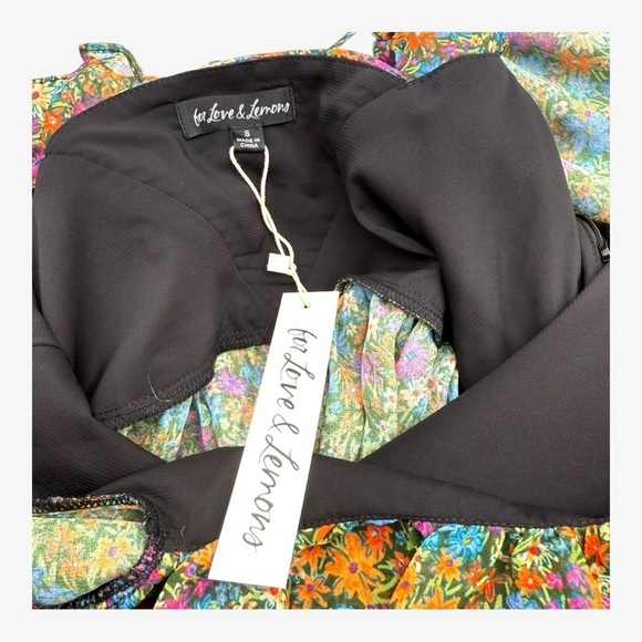 For Love And Lemons Brittany Floral Print Midi Dress in Multi NWT Small - Picture 14 of 15